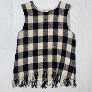 Zara collection plaid fringe shirt